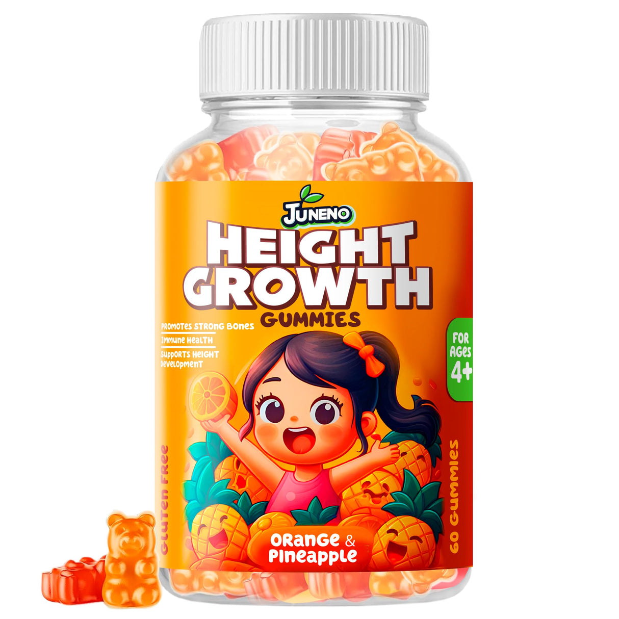 Juneno Height Growth Vitamins Supplement Gummies - Grow Taller for Teens Kids Boys Girls - Natural Height Increaser Maximizer Multivitamin