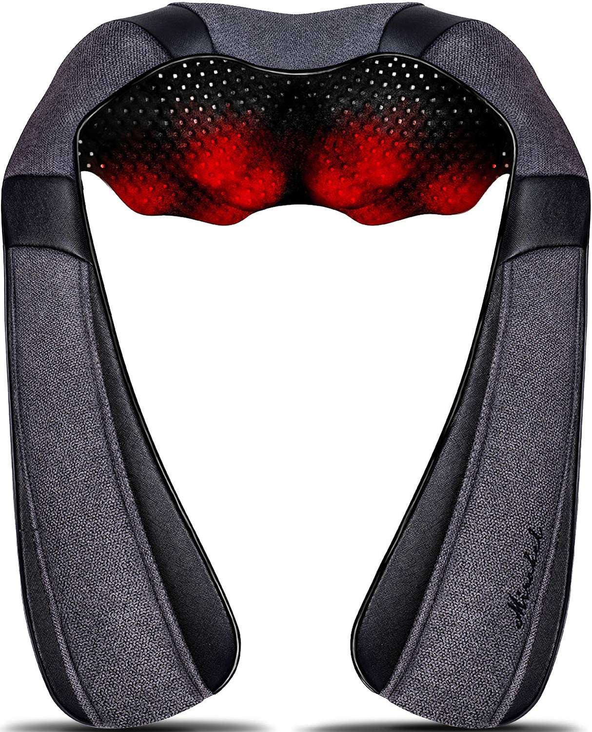 Mirakel Shiatsu Neck & Back Massager with Heat - Deep Tissue Neck, Back & Shoulder Pain Relief - Ergonomic Design Shoulder Massager, Electric Kneading Whole Body Massage Pillow Gifts for Women, Men