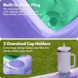 SLOOSH Inflatable Tanning Pool Lounger Float, 70" x 46" Pool Floats Adult with Pillow, 4 in 1 Suntan Tub Raft Floatie,Sunbathing Bed Lounge for Water Blow Up Kids Ball Pit Party Gifts, L-Purple Green