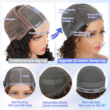 Eyefanniy Glueless Wigs Human Hair pre plucked Pre Cut Blonde Highlights Short Curly Bob Lace Front Wigs for Black Women 4x4 Lace Closure Wig with Elastic Band for Beginners 10 Inch