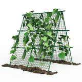 Garvee Outdoor Plant Support Trellis, 4 ft x 4 ft Metal A-Frame with Netting for Tomatoes Cucumbers Peas Beans Grapes, Climbing Vegetable Garden Trellis for Raised Beds, Green