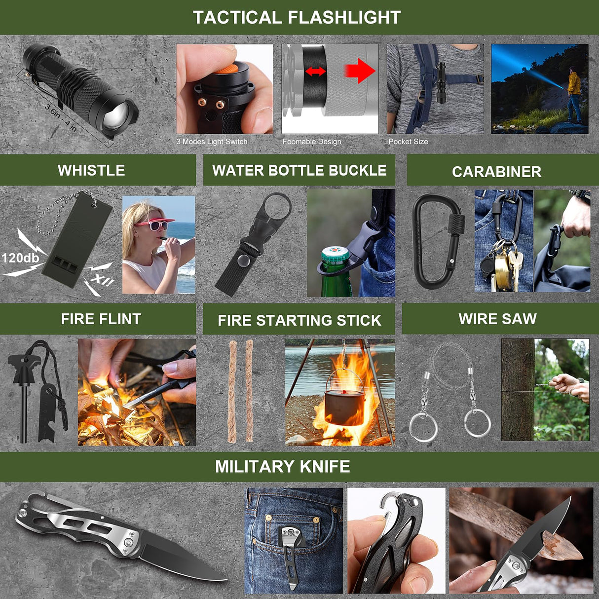 Survival Kit, Gifts for Men Christmas Dad, 150 PCS Survival Gear and Supplies Equipment with Trauma Bag, Molle Pouch Emergency Kit for Outdoor Camping, Hunting, Car, Home, Earthquake, Adventures