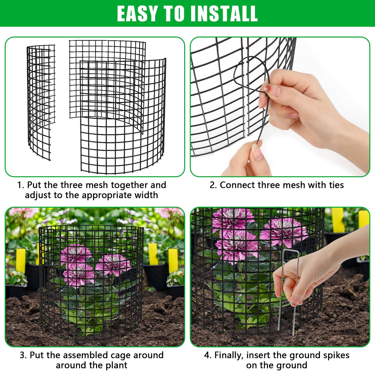 5 Pack Plant Protectors from Animals, 13x12" Plant Cages for Outdoor Plants