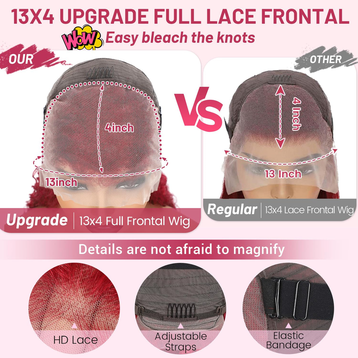 99j Burgundy Lace Front Wigs Human Hair 13x4 Deep Wave Lace Front Wigs Human Hair Pre Plucked 180 Density HD Transparent Wet and Wavy Red Color Curly Wig Human Hair for Women with Baby Hair 24inch