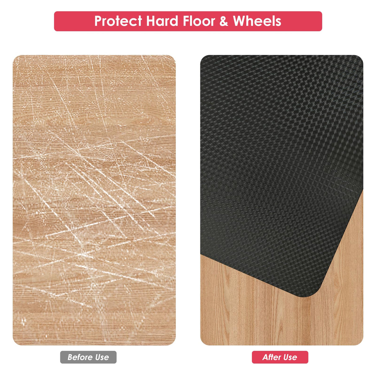 Vicwe Gaming Chair Mat for Hardwood Floor, 60"×46" Large Office Chair Mat, PVC Computer Chair Mats, Easy Glide, Floor Protector for Rolling Chair-Black