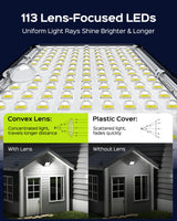 JACKYLED Solar Lights Outdoor Waterproof 80% Brighter Light, Motion Sensor Security Light with 16.4ft Cord, Dusk to Dawn Solar Powered Flood Lights for Patio, Yard, Garage, 4-Pack