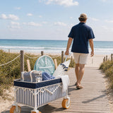 DEER LAND Beach Wagon for Sand with 6.7" Fat Tires, Collapsible Beach Cart