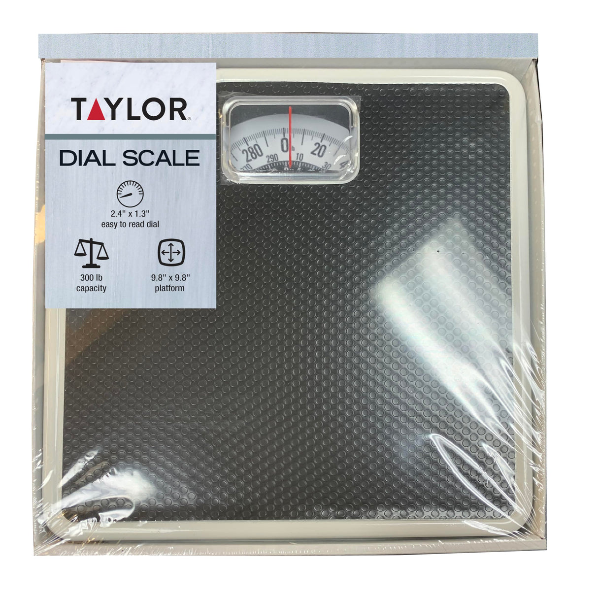 Taylor Analog Scale, Dial Scale for Body Weight, Mechanical Bathroom Scale, Highly Accurate Non-Digital Weighing Machine, Measures Weight up to 300 lb Capacity, Battery Free, FSA HSA Eligible, Black
