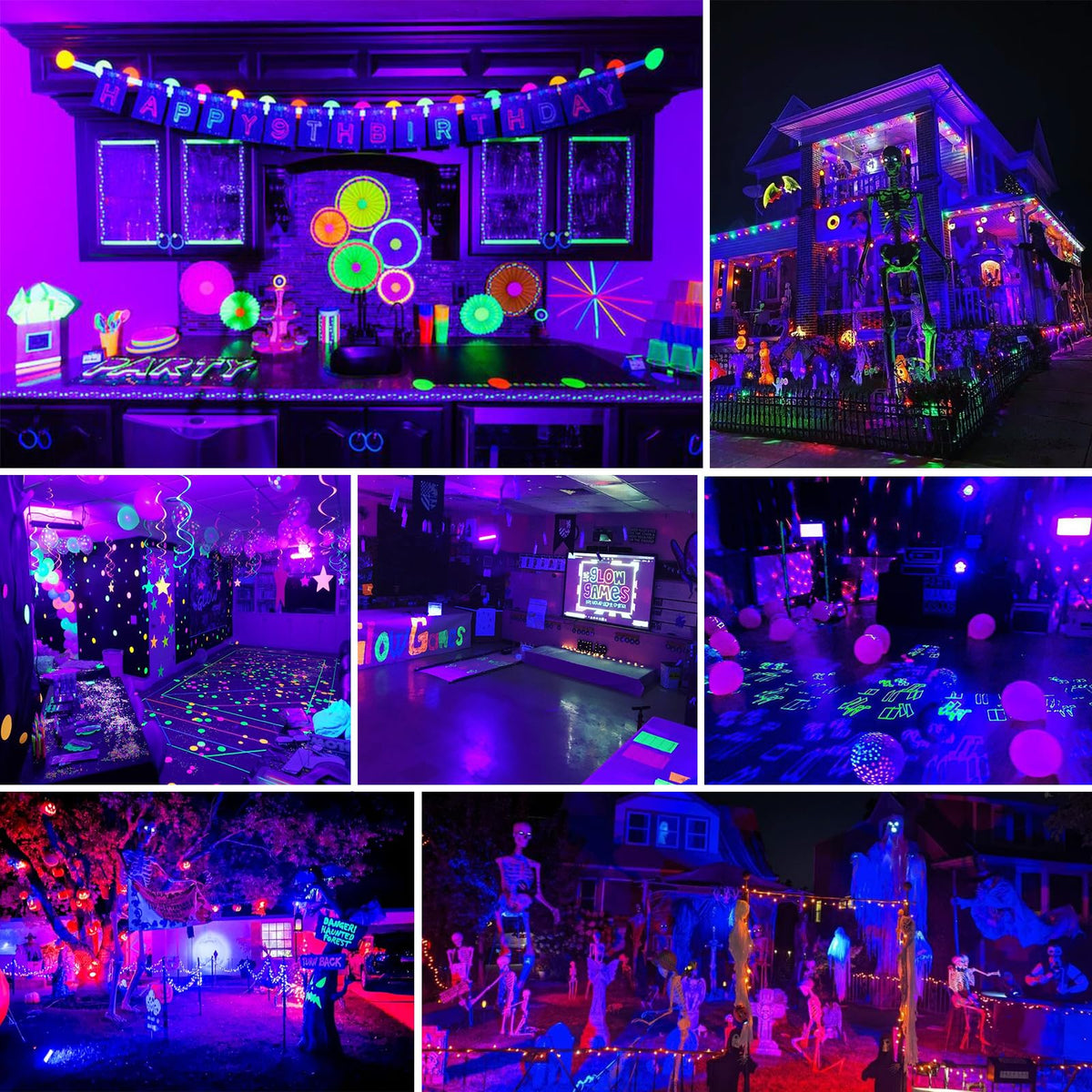 Akpgf 4 Pack 50W Black Lights for Glow Party,Halloween Blacklight