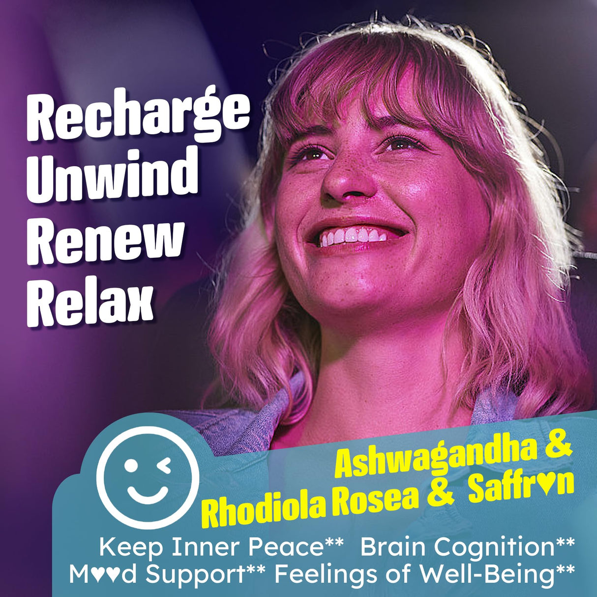 Ashwagandha Gummies, Magnesium Glycinate Gummies 200mg for Adults, Vitamin B6, Zinc, Rhodiola Rosea, Lemon Balm, Relaxation Support, Natural Zzz, Brain, Muscle, Stamina, Energy, Sugar Free