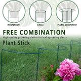 6 Pack Plant Support Stakes, 15.8" Half Round Metal Garden Plant Supports for Indoor Plants, Green Plant Cage Ring for Monstera, Peony, Hydrangea, Potted Plant Holder Sticks (10" Wide)
