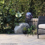 Alpine Corporation 10" Diameter Indoor/Outdoor Glass Mosaic Gazing Globe Yard Decoration, Purple Pearlized Petals Design