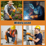 12 Pairs Leather Work Gloves Cowhide Leather Gardening Gloves with Reinforced Palm and Elastic Band, Thick Leathers Glove for Men Women Construction, Wood Cutting, Driving, Automotive Repair (Yellow)