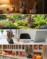 iStatue Handmade Resin Squirrel on Acorn Statue Miniature Garden Figurines – 6.5 Inch Nature-Inspired Woodland Animal Decor for Home, Garden, Patio or Shelf – Rustic Farmhouse Accent (Medium)