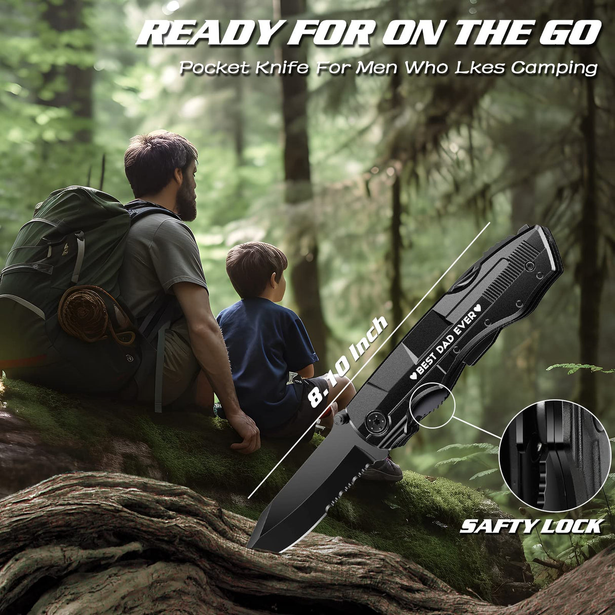 Fathers Day Dad Gifts from Daughter Son Wife Kids,BEST DAD EVER Multitool Knife,Christmas Birthday Father Day for Dad Step New Dad,Unique Camping Hunting Cycling Gift Ideas