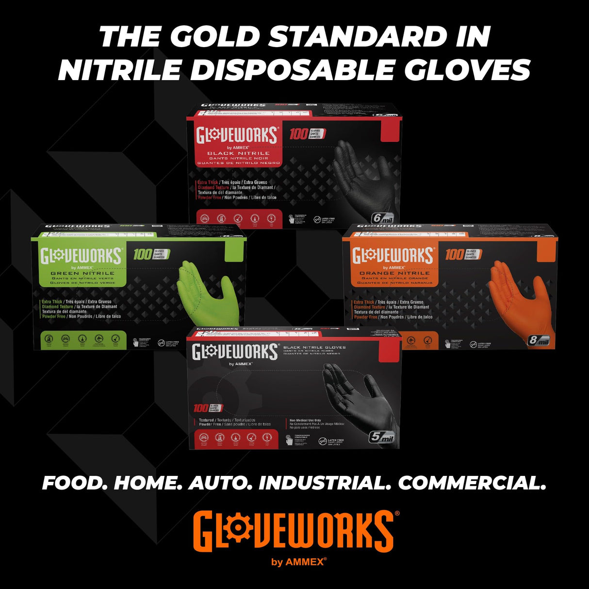 GLOVEWORKS 8 Mil Orange Nitrile Disposable Gloves Heavy Duty Industrial RDT for Mechanic and Automotive, XXL Box of 100