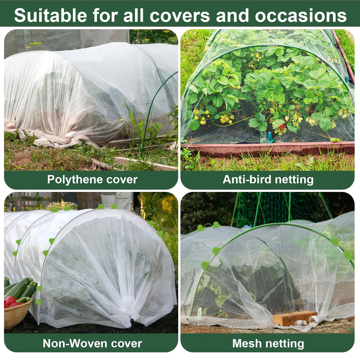 Aierden 36Pcs Garden Hoops for Raised Beds,6 Sets of 8FT Long Greenhouse Hoops Grow Tunnel, Fiberglass Support Hoops Frame for Fabric Netting,DIY Plant Support Garden Stakes for Row Cover