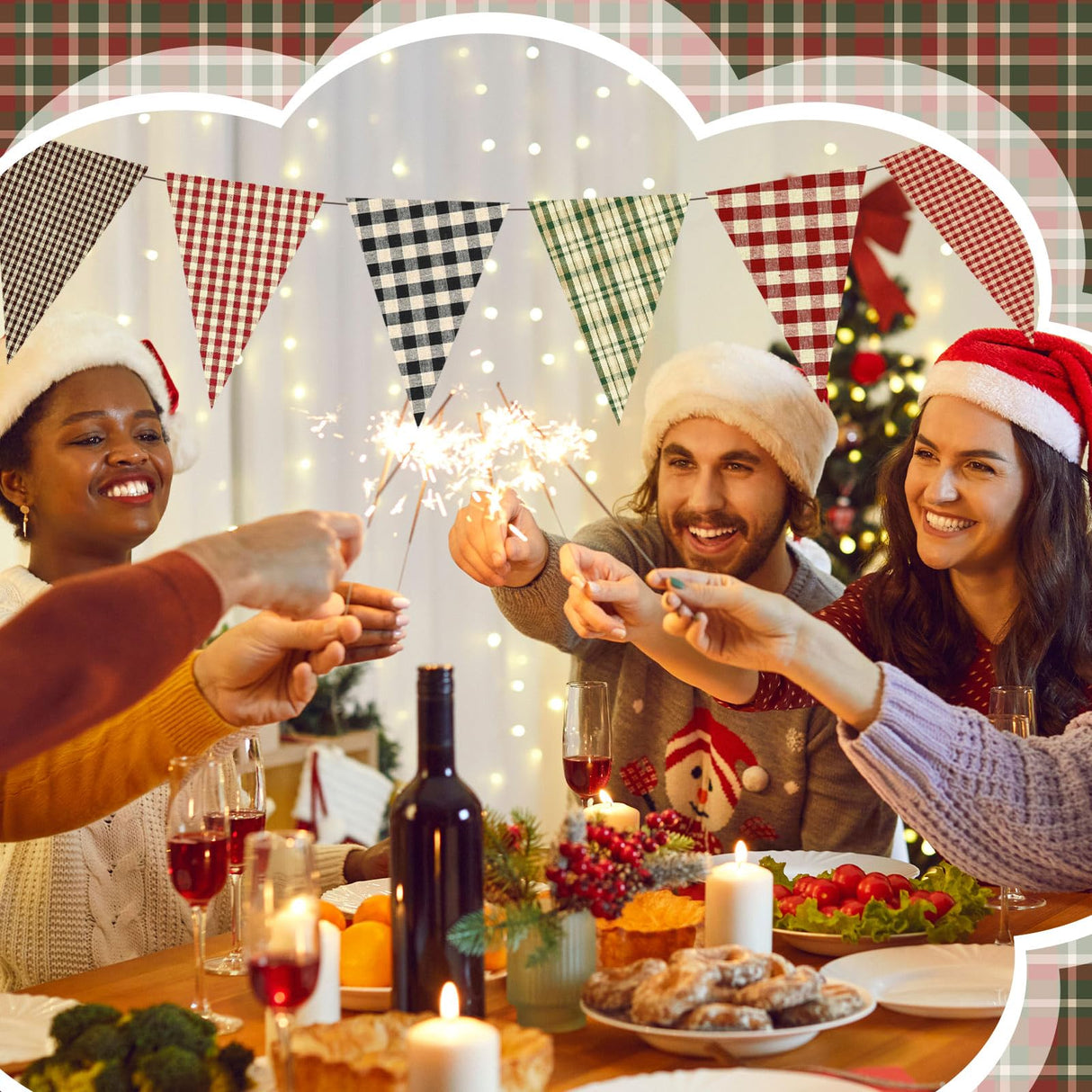 Hahafelt 10 Pcs Christmas Fabric Bundles Vintage 20 x 20 Inch Christmas Plaid Stripe Fat Quarters Holiday Squares Sewing Fabrics Precut Quilting Patchwork for Xmas DIY Handmade Crafting