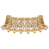 Aheli Indian Faux Kundan Studded Choker Necklace with Maang Tikka Earrings Ethnic Wedding Festive Fashion Bharatanatyam jewellery set Gift for Women