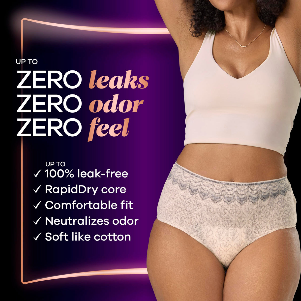 Always Discreet Boutique Incontinence and Postpartum Underwear for Women, Maximum Protection, Small/Medium, Rosy, 20 Count