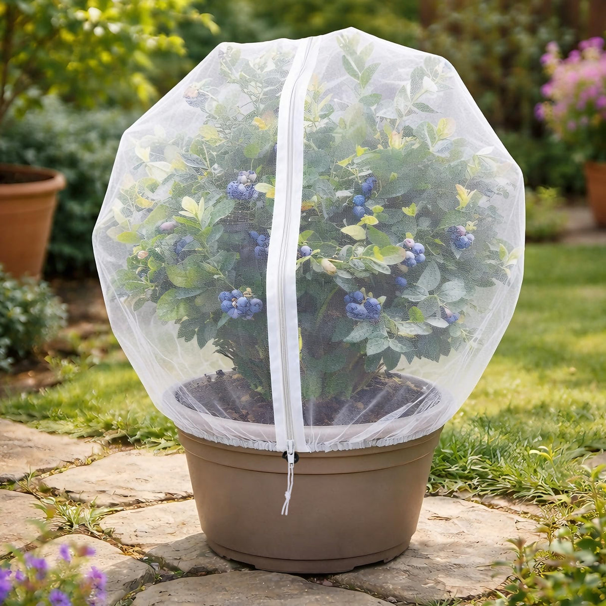 Blueberry Bush Netting Cover 2 Pack 4.5 x 4.5 ft, Bird Netting with Zipper & Drawstring, Reusable Berry Bush Netting for Blueberries & Garden Plants, Bird Deer Insect and Poultry Barrier