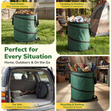 GreatBuddy Collapsible Trash Can 45 Gallon 2 Pack, Pop Up Yard Waste Bags, 600D Oxford Lawn and Leaf Bags with Drainage Holes, Self-Standing Camping Trash Can, Foldable Garden Bag for Leaf Cleanup