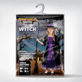 Spooktacular Creations Halloween Fairytale Witch Dress for Kids, Girls Cute Witch Costume Deluxe Set with Broom for Toddler Halloween Role Play Parties, Purple