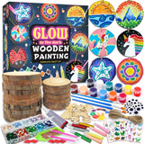 klmars Kids Wooden Painting Kit-Glow in The Dark-Arts & Crafts Gifts for Boys Girls Ages 5-12-Craft Activities Kits - Creative Art Toys for 5, 6, 7, 8, 9, 10, 11 & 12 Year Old Kids
