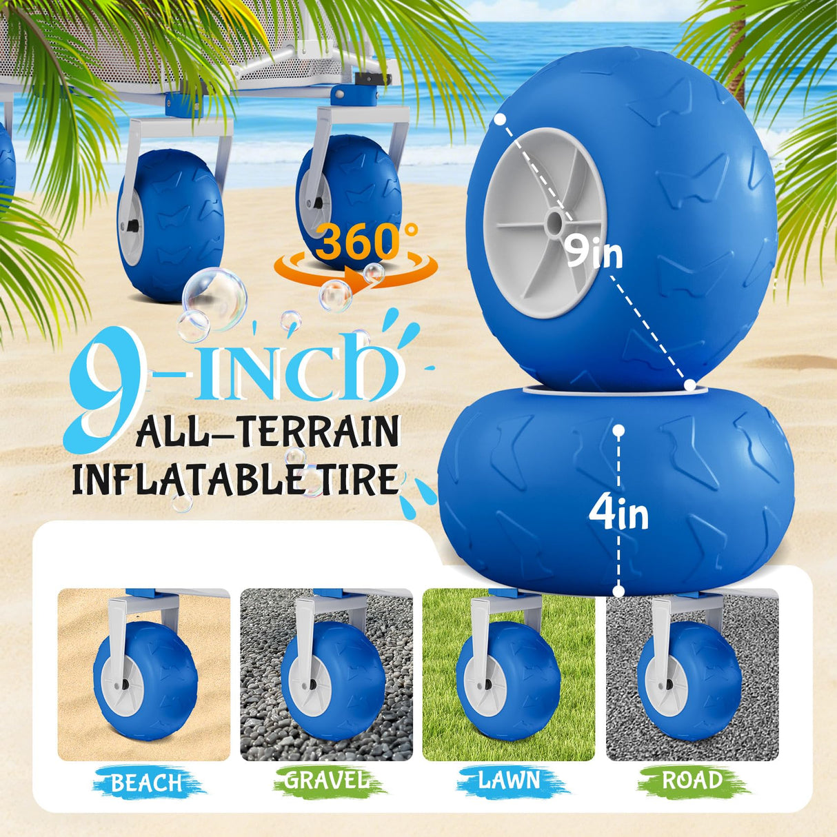 Beach Wagon with Big Wheels for Sand,400L Double Decker Wagon with Extender