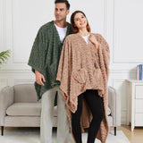 Dgsfmi Wearable Blanket Poncho Cape Wrap for Adult, Cozy Sherpa Fleece Pocketed Shawl TV Throw Blankets for Office and Lounge,Green