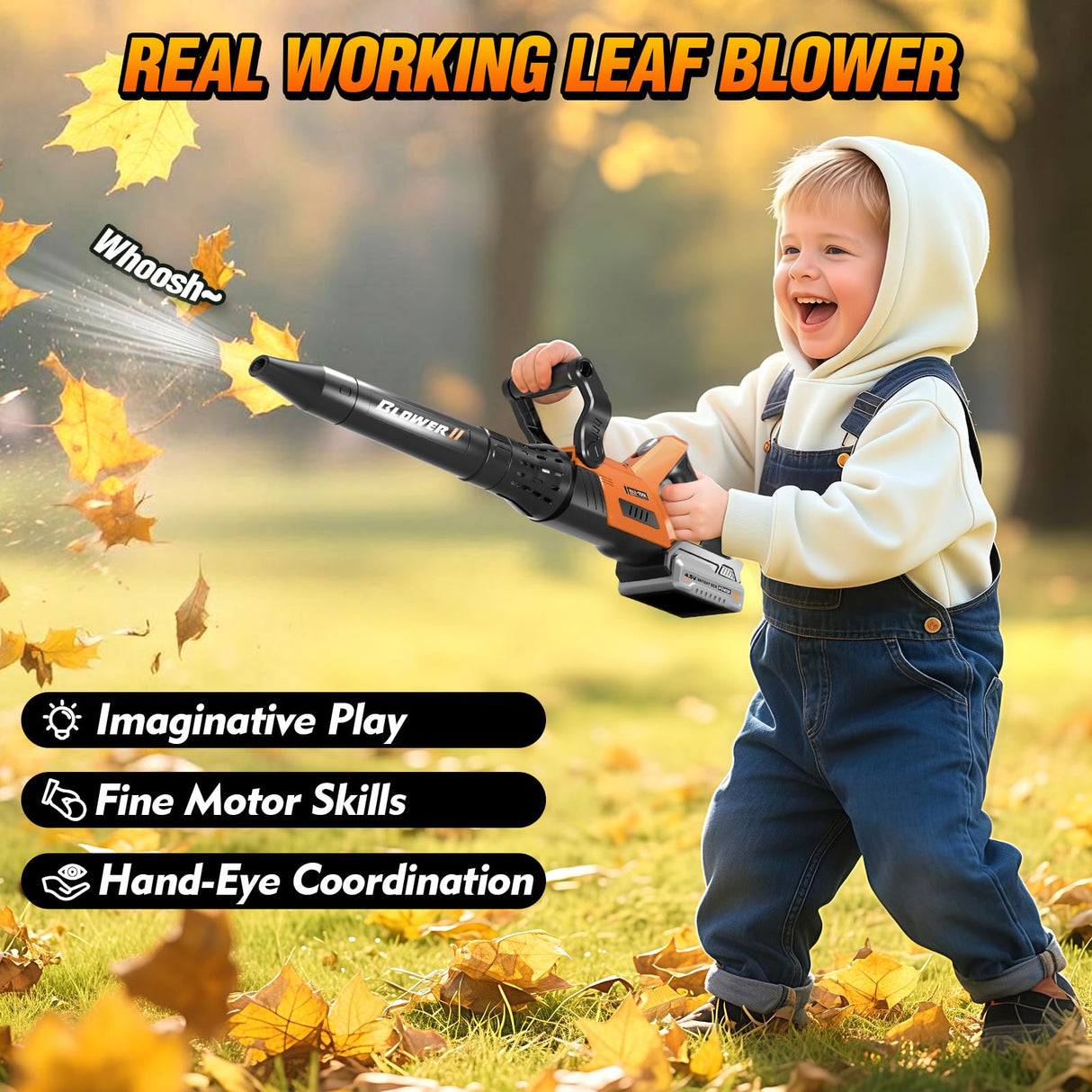 3-IN-1 Kids Garden Tools with Lights and Sounds, Weed Wacker Toy, Leaf Blower Toy, and Hedge Trimmer, Yard Tools Outdoor toys for Boys Pretend Role Play, Christmas Birthday Gifts for Kids 3,4,5,6,7,8+