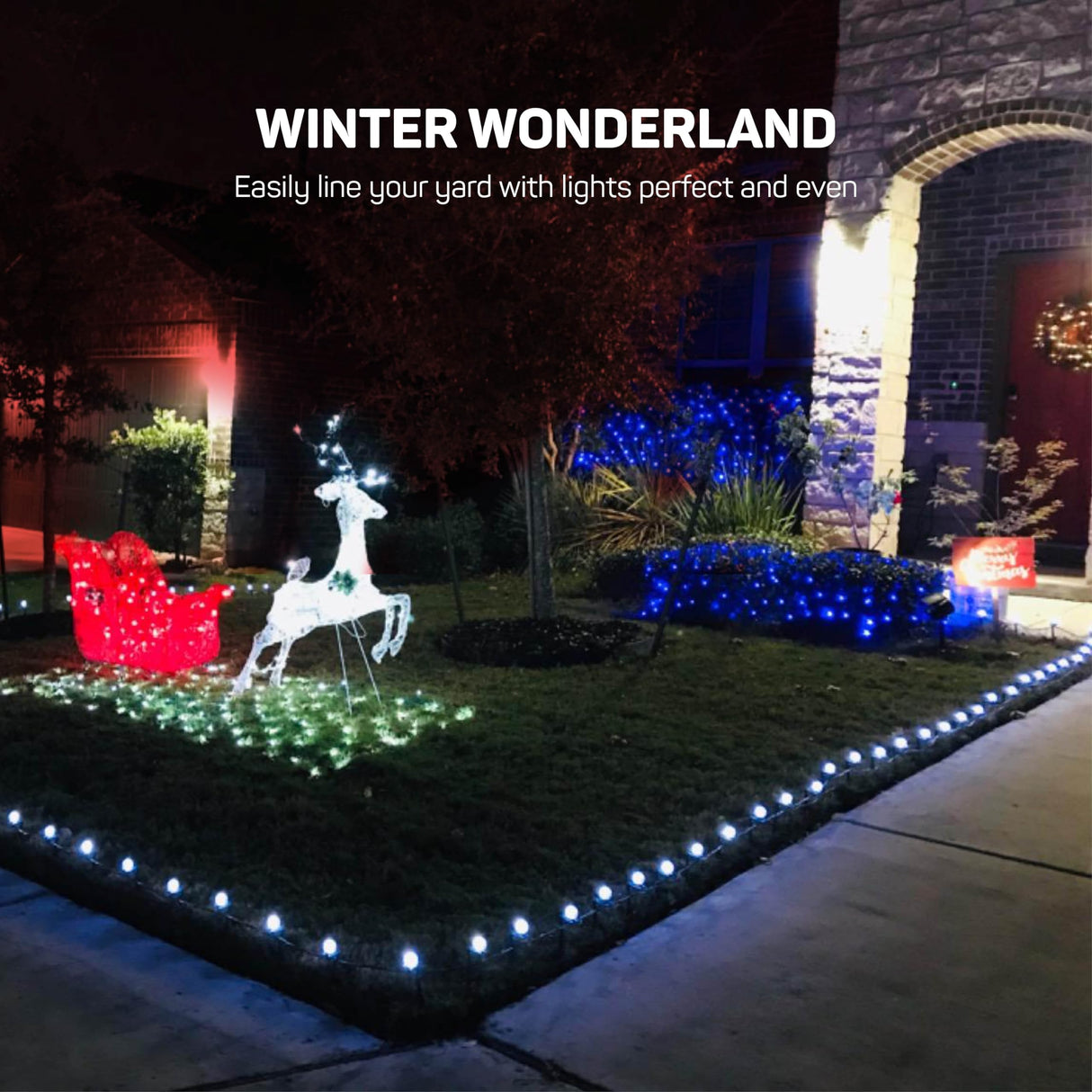 Christmas Light Yard Stakes [Set of 100] Outdoor Light Stakes - 8.5" Tall - Universal Christmas Pathway Lights On Yards, Driveways - Christmas Yard Stakes - USA Made