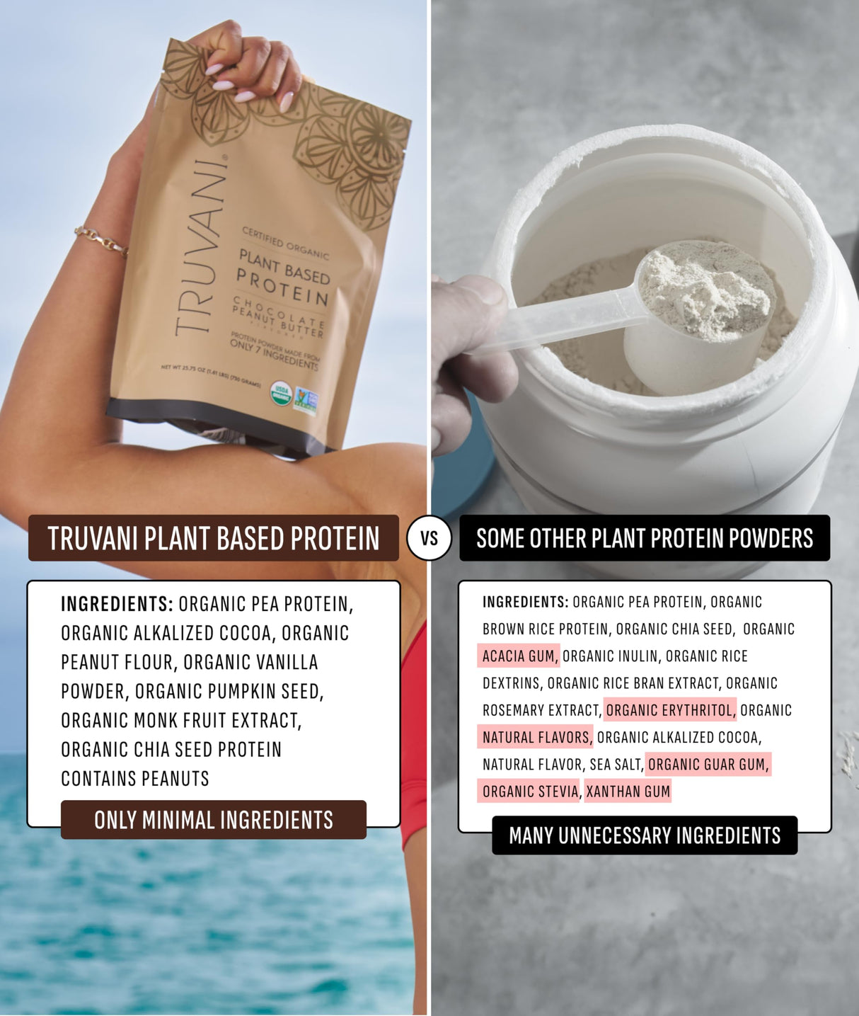 Truvani Vegan Pea Protein Powder | Chocolate Peanut Butter | 20g Organic Plant Based Protein | 20 Servings | Keto | Gluten & Dairy Free | Low Carb | No Added Sugar