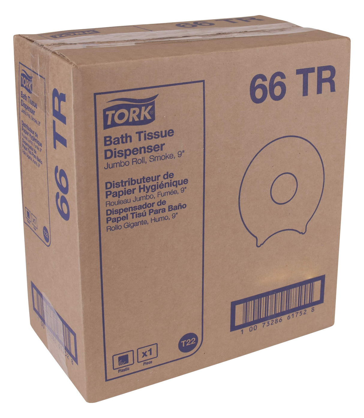 Tork Jumbo Toilet Paper Roll Dispenser Smoke T22, High Capacity, 66TR