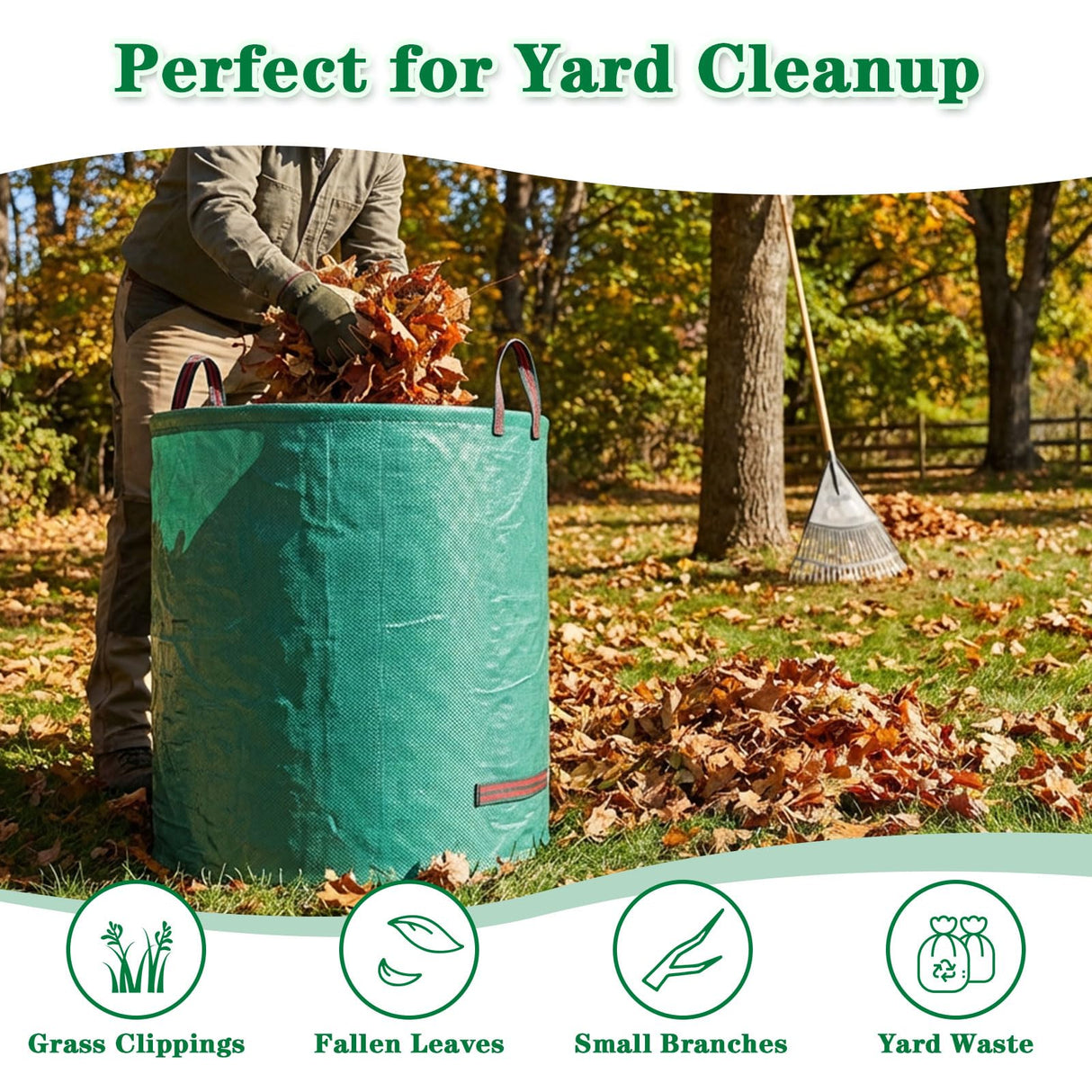 FEED GARDEN 72 Gallon Reusable Yard Waste Bags, 3 Pack
