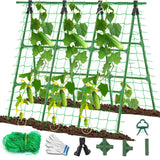 A-Frame Cucumber Trellis for Raised Bed - 47 x 47in, Heavy-Duty Detachable Garden Trellis with Netting & Clips, Support for Climbing Outdoor Cucumber, Tomatoes, Luffa, Bitter Melon, Vining Flowers