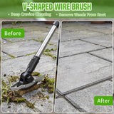 Hysagtek Crack Weeder Long Handle - 3-in-1 Adjustable Crevice Cleaning Brush with 2 Scrapers, Durable Manual Stainless Steel Weed Puller Tool for Driveway Patio Sidewalk Garden Lawn