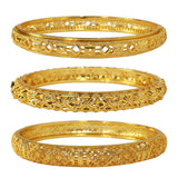 3 Pack 18K Gold Plated Dubai Gold Bangle Bracelet Jewelry Set for Women