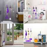 YUWANTING Stainless Steel Broom Holder, Heavy Duty, Rust Resistant, 4 Gripper Positions with 4 Hooks, Black