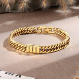 Personalized Cuban Link Bracelet for Men – Stainless Steel Custom Bracelet with Engraved Names Mens Bracelet Gifts for Birthday Anniversary Father’s Day Christmas (Gold-2 Names)