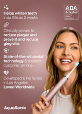 Aquasonic Vibe Series Ultra-Whitening Toothbrush – ADA Accepted Electric Toothbrush - 8 Brush Heads & Travel Case – 40,000 VPM Motor & Wireless Charging - 4 Modes w Smart Timer – Satin Rose Gold