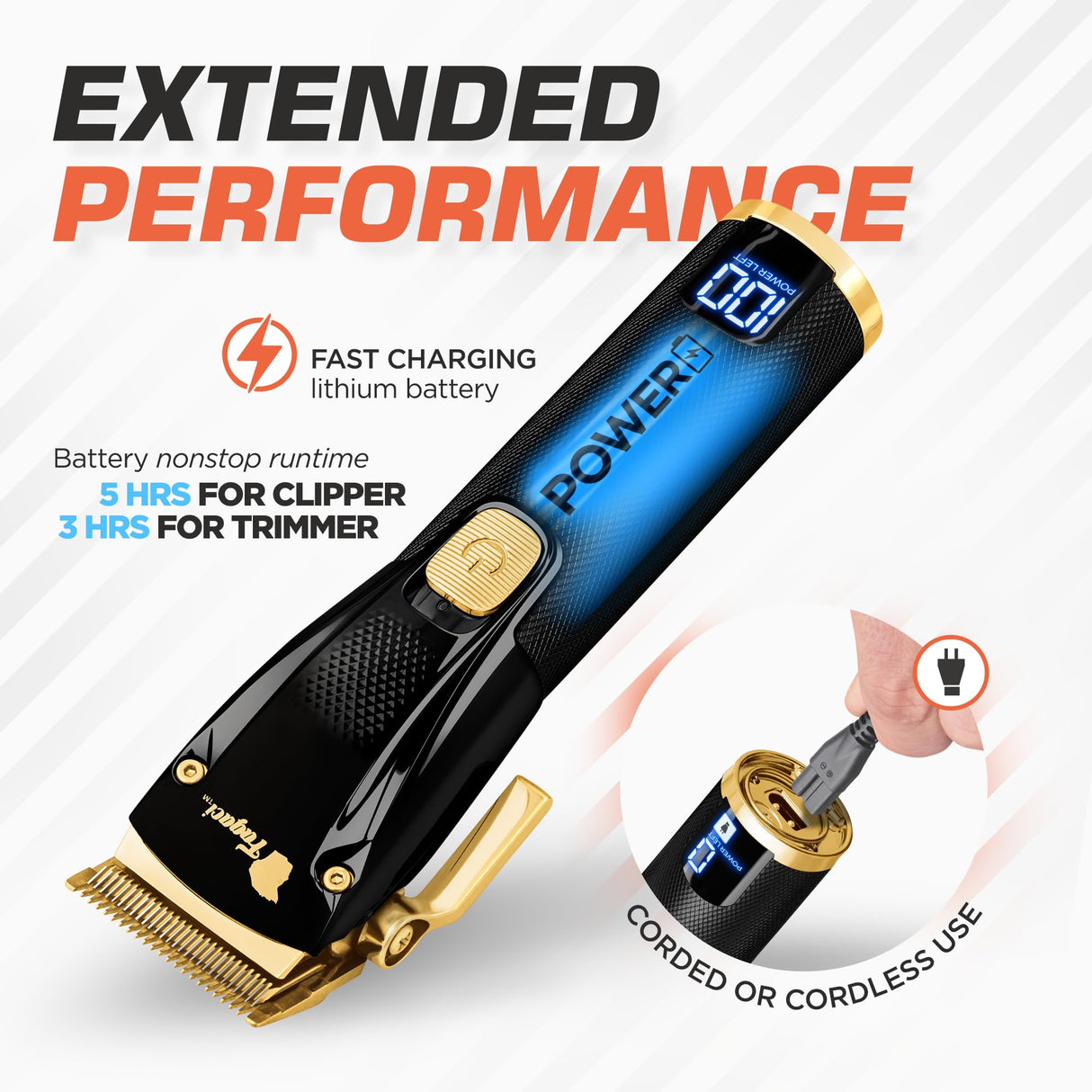 Fagaci Professional Hair Clippers for Men Set Turbo Power with Precise Cutting, Barber Clippers for Hair Cutting, Cordless Hair Clippers and Trimmers Set, Maquina de Cortar Cabello, Haircut Barber Kit