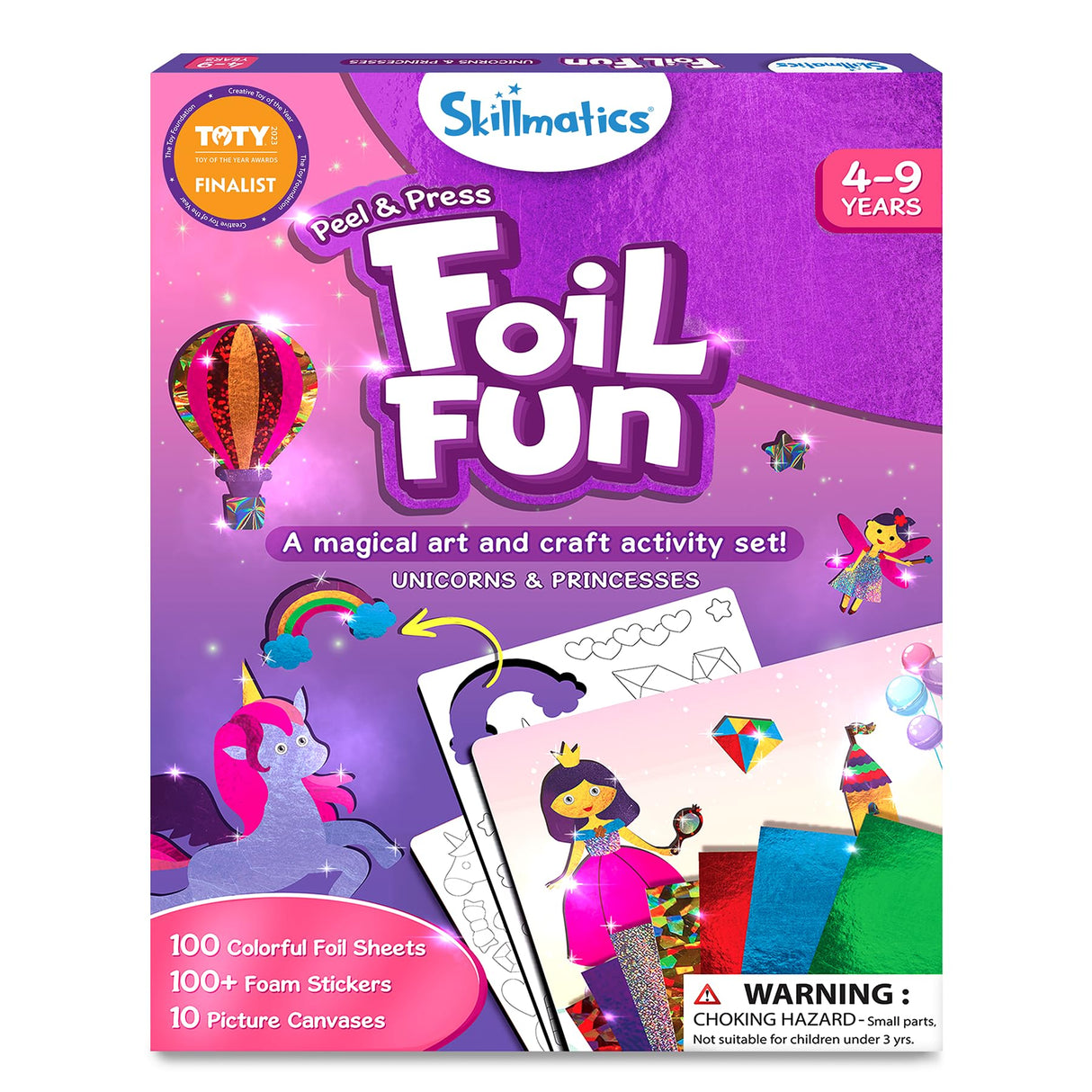 Skillmatics Foil Fun - Unicorns & Princesses, No Mess Art for Kids, Craft Kits & Christmas Fun Supplies, DIY Creative Activity, Travel Toys, Gifts for Ages 4, 5, 6, 7, 8, 9