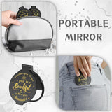 Gulfmew 100 Pcs 2.76 Inch Inspirational Compact Mirror Bulk Party Favors Quinceanera Gift Purse Small Mirror Pocket Mini Gifts for Women Adult Coworker Halloween Christmas Friends (Black)