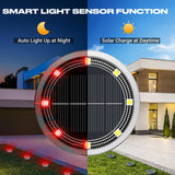 Peasur Mini Solar Ground Lights Outdoor, 4 Pack Flat Solar Powered Disc Lights, IP68 Waterproof, Anti-Rust, Landscape Lighting for Pathway Garden Yard Lawn Walkway Landscape Driveway, Red