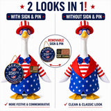 Porch Goose Outfit for 4th of July, America 250 Patriotic Goose Clothes for 23 Inch Lawn, Independence Day Porch Decor with Hat & Glasses, America 250th Anniversary Goose Outfit, 1776–2026 Sign & Pin