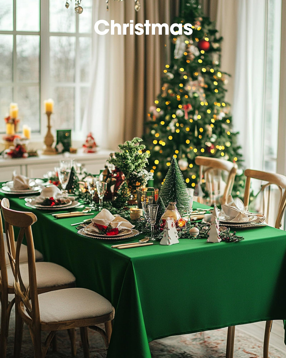 Pureegg Plastic Table Cloth Disposable 20 Pack, 54 x 108 Inch Table Cloths, St Patricks Day, Christmas Decorations, Tablecloths, Rectangle, Forest, Emerald, Plastic Cover, Leakproof & Sturdy, Green