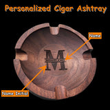 Cigar Ash Trays for Men Dad Home Ashtrays Personalized Walnut Wooden Outdoor Cigar Ash Tray With Name Cigar Accessories for Husband Grandpa Groomsmen Fathers Day Birthday Anniversary Christmas Gifts