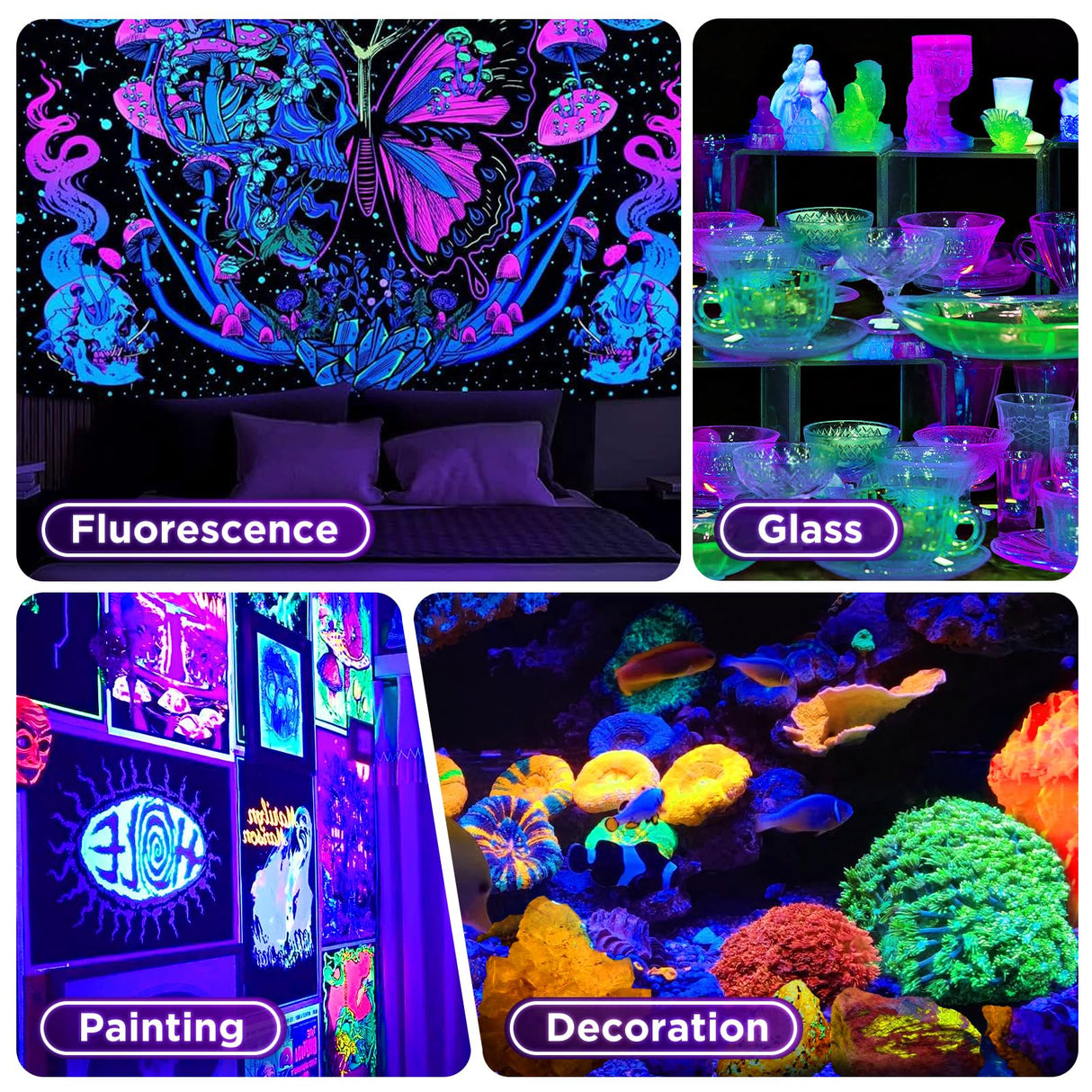 150W UV Black Light, 2 Pack Powerful IP66 Waterproof LED Lamps for Neon Glow Party, Halloween, Christmas Decor and Art Displays in Large Space (150W (2 Pack))