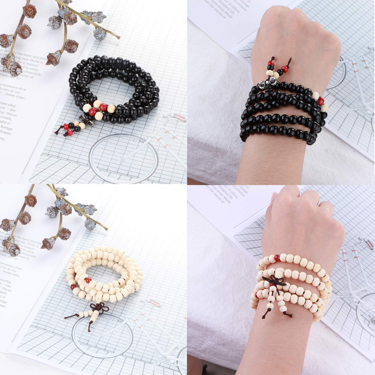 108 Mala Bead Bracelets 8MM Buddhist Prayer Sandalwood Wood Beaded Bracelet